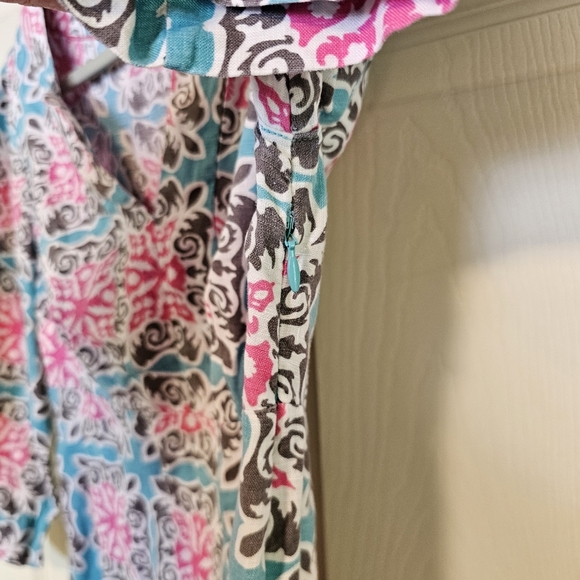 Boden Linen Tunic Dress Woodblock Print Colorful Print Vneck - Picture 6 of 8